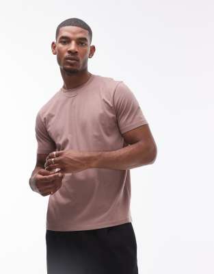 Topman – Brun t-shirt i normal passform