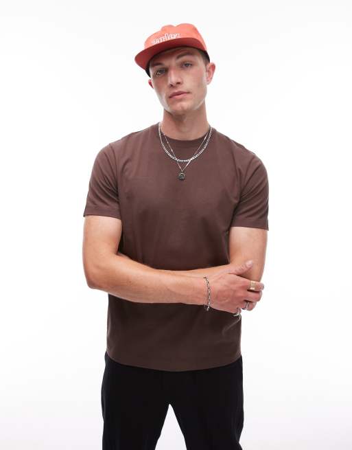 Topman – Brun t-shirt med klassisk passform, 3 av 4