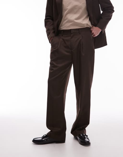 Topman - Brune habitbukser med vide ben, 5 af 5