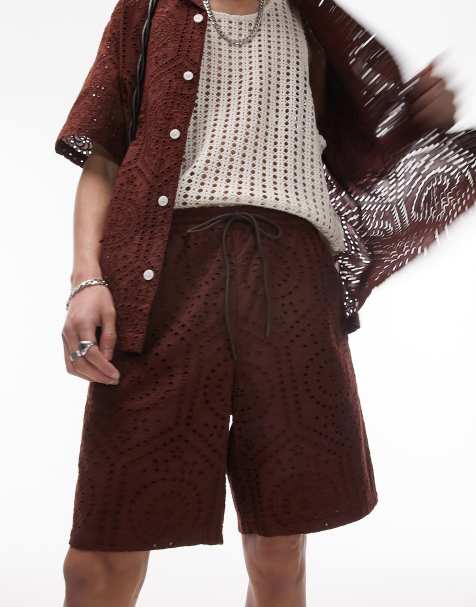 Topman - Brune shorts med broderie anglaise - view 1