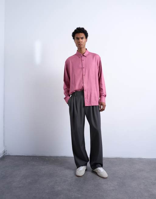 Topman – Brunlila, avslappnad skjorta i twill och viskos, 3 av 5