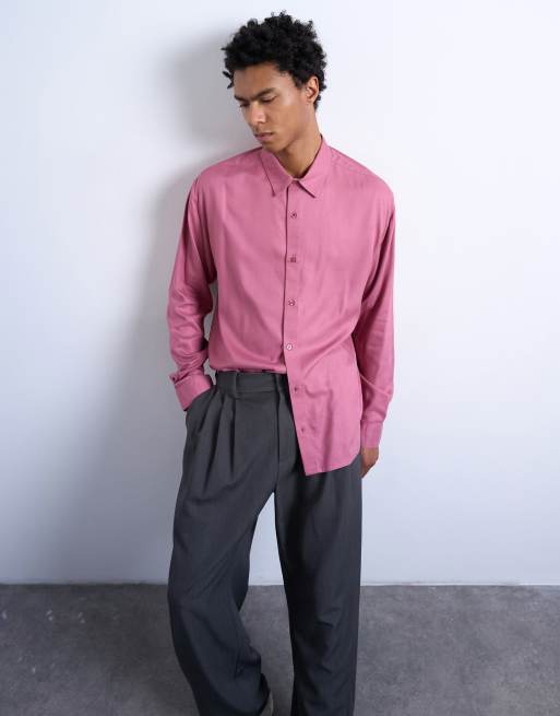 Topman – Brunlila, avslappnad skjorta i twill och viskos, 4 av 5