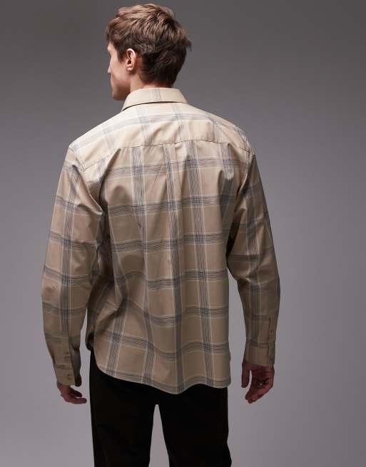 Topman – Brunrutig skjorta i oversize med långa ärmar, 2 av 4