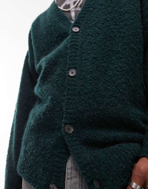 Topman brushed cardigan in green | ASOS