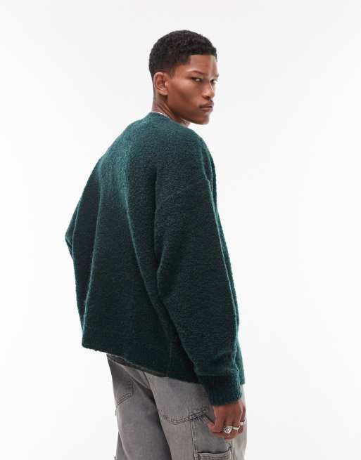 Topman brushed cardigan in green | ASOS