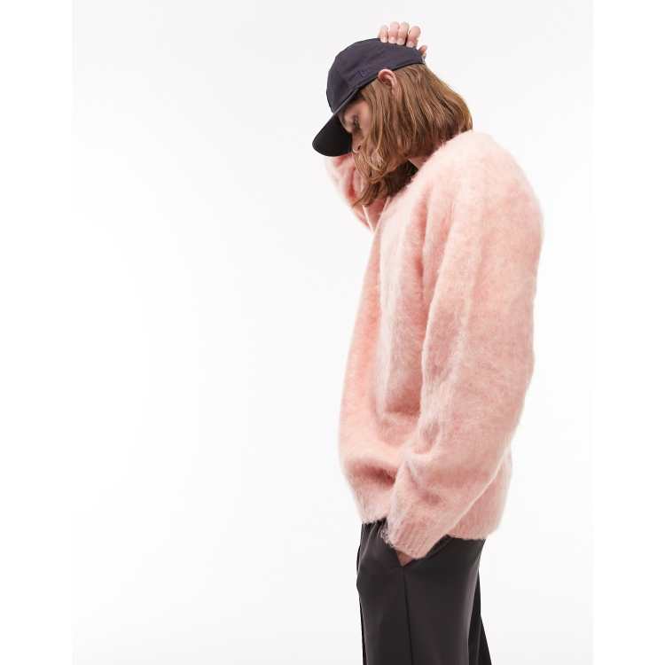 Topman brushed neppy sweater in pink