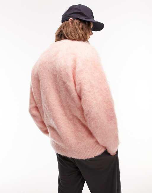 Topman brushed neppy sweater in pink