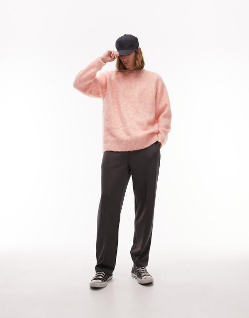 Topman brushed neppy sweater in pink