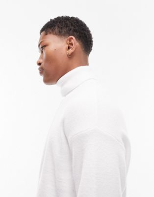 Topman brushed roll neck in white