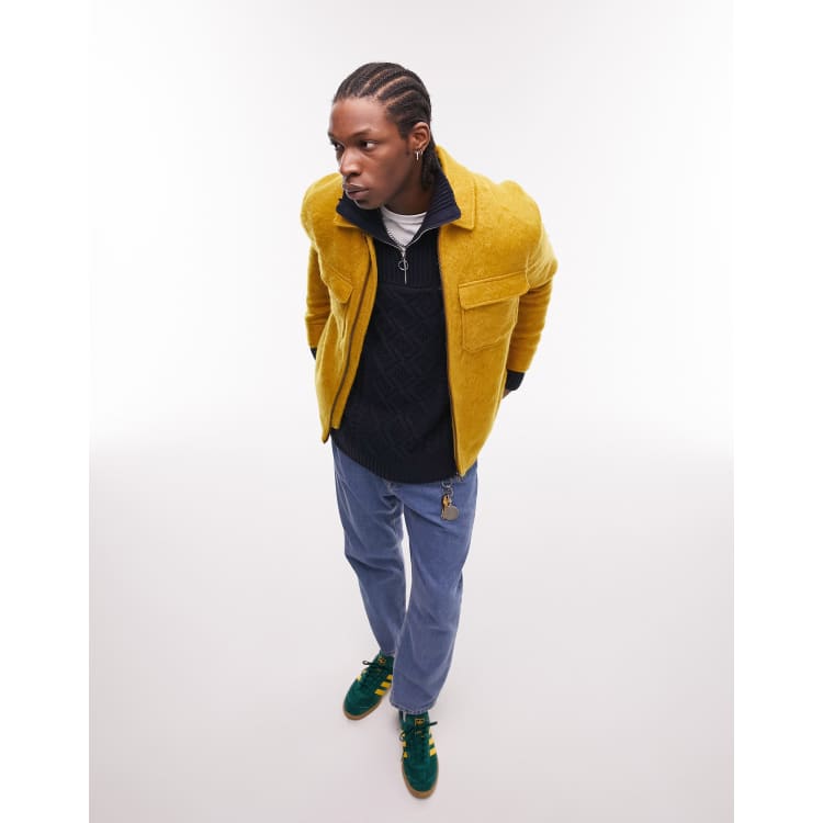 Topman brushed shacket in mustard with wool | ASOS