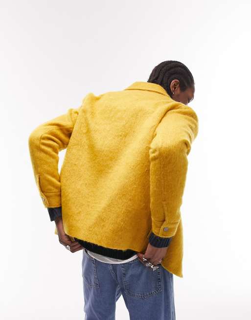 Topman brushed shacket in mustard with wool | ASOS