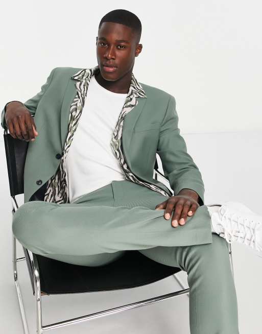 Topman - Bryllup - Grøn skinny-habitjakke med tekstur