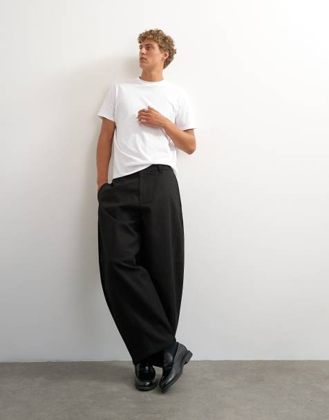 Topman byxor med barrel-passform i svart - view 1
