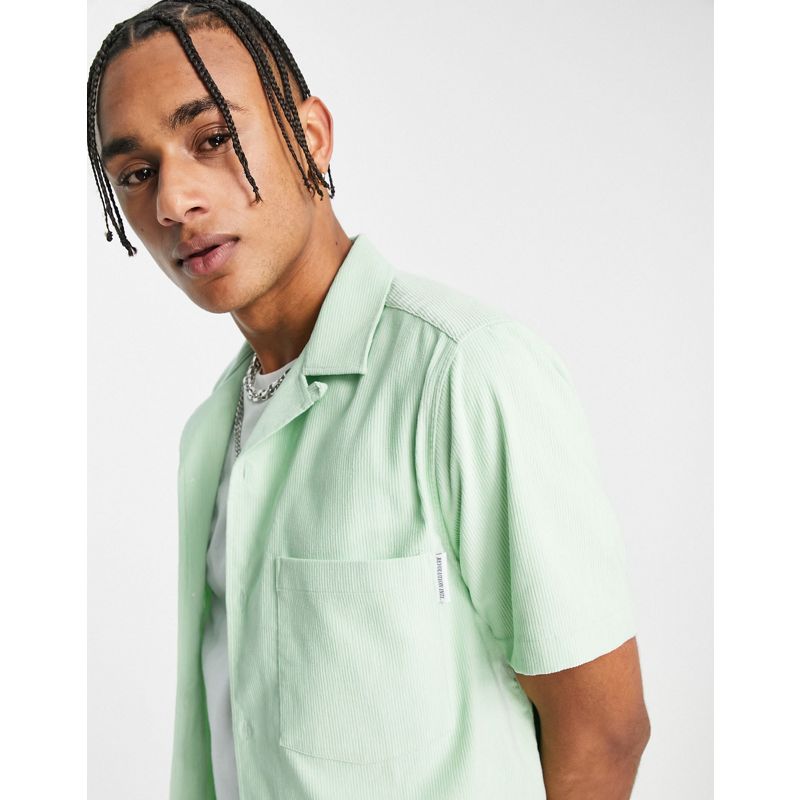 Camicie Uomo Topman - Camicia a coste con colletto a rever verde salvia