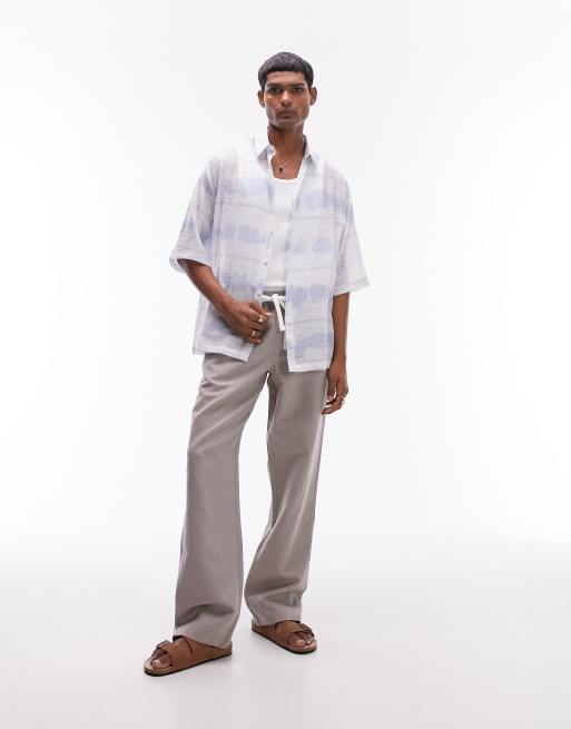 Topman Camicia a maniche corte comoda multicolore trasparente con stampa effetto cielo ASOS