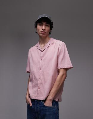 Topman - Camicia a maniche corte rosa stropicciata - view 1