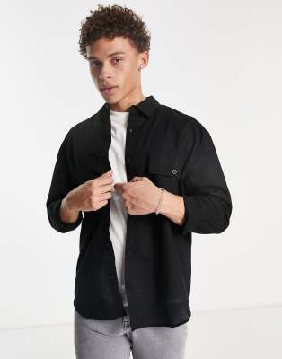 Camicia a maniche lunghe in lino nero - Topman Camicia donna  - immagine1