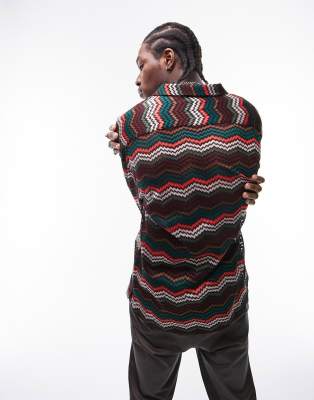 Camicia all'uncinetto multicolore con rever - Topman Camicia donna  - immagine2