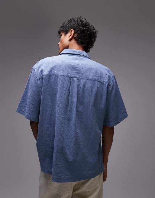 Topman - Camicia blu con fiori ricamati, 3 di 4