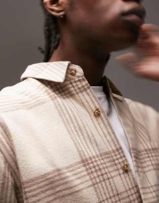 Camicia color pietra a quadri in flanella-Neutro - Topman Camicia donna  - immagine3