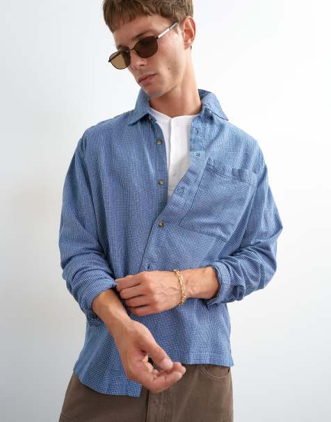 Topman - Camicia comoda in flanella blu a quadri - view 1
