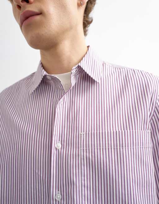 Topman - Camicia comoda viola a righe, 5 di 5