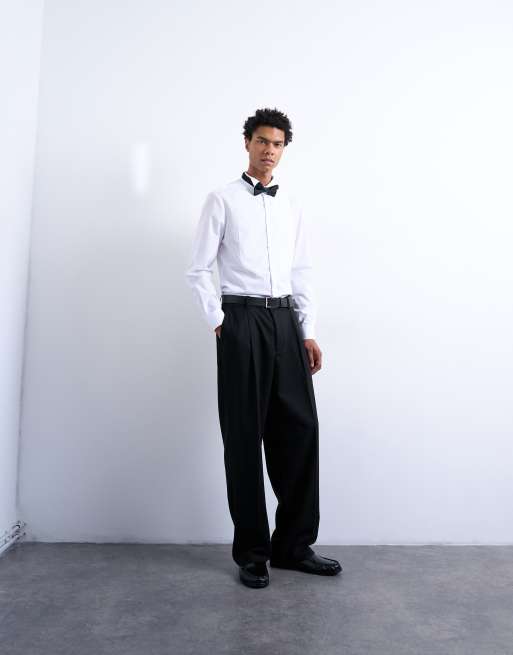 Topman - Camicia da smoking slim a maniche lunghe bianca con pettorina, 2 di 5