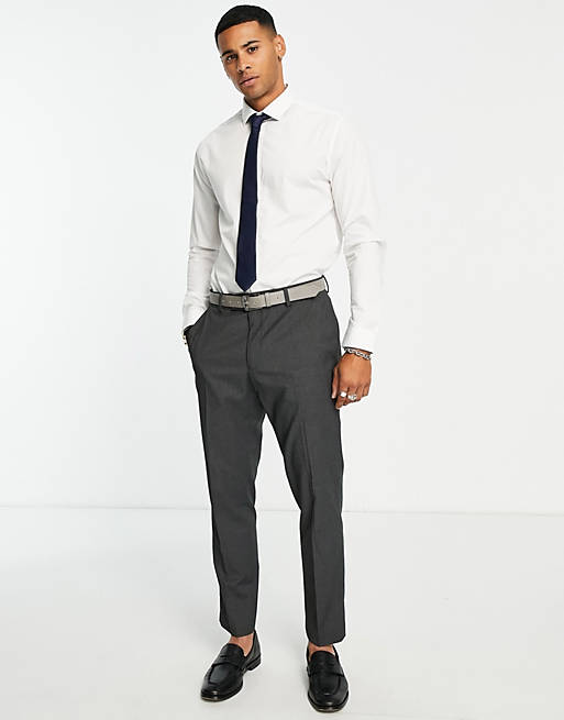 Asos Uomo Abbigliamento Camicie Camicie eleganti Camicia elegante bianca a maniche lunghe con cravatta blu navy 