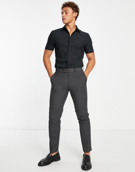 Camicia T Shirt Nera Elasticizzata Uomo Topman Camicia Elegante