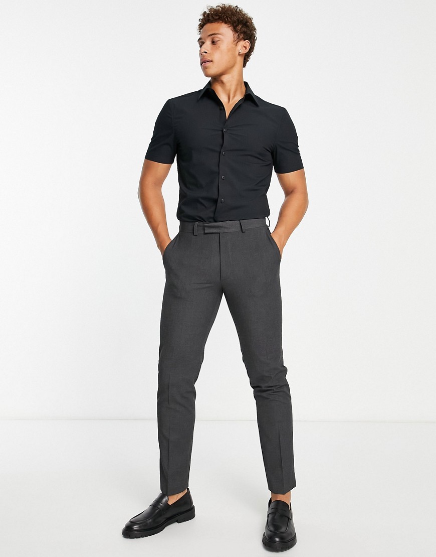 Camicia elegante skinny a maniche corte nera elasticizzata-Nero - Topman Camicia donna  - immagine3