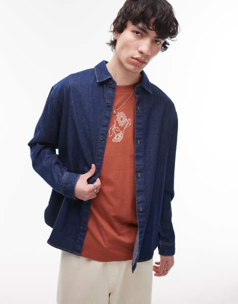 Topman - Camicia giacca a maniche lunghe in denim grezzo di tela - view 1