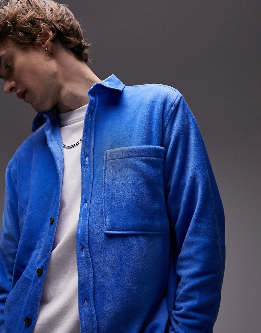 Camicia in pile blu cobalto - Topman Camicia uomo Blu