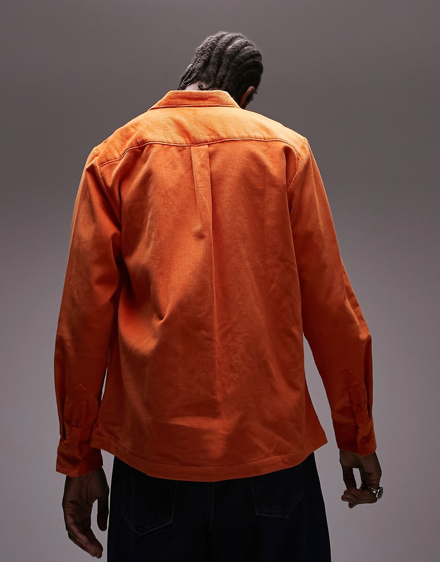 Camicia in velluto a coste arancione - Topman Camicia donna  - immagine3
