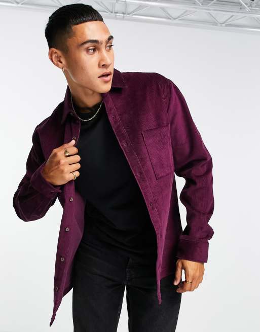 Topman - Camicia in velluto a coste viola