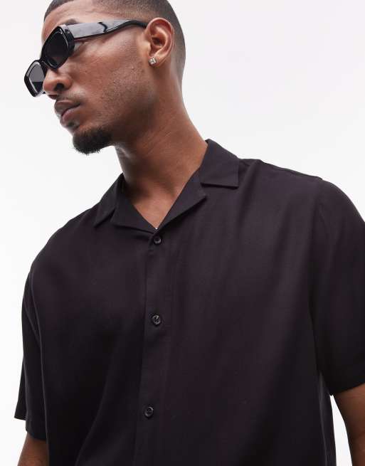 Topman - Camicia nera a maniche corte, 2 di 4