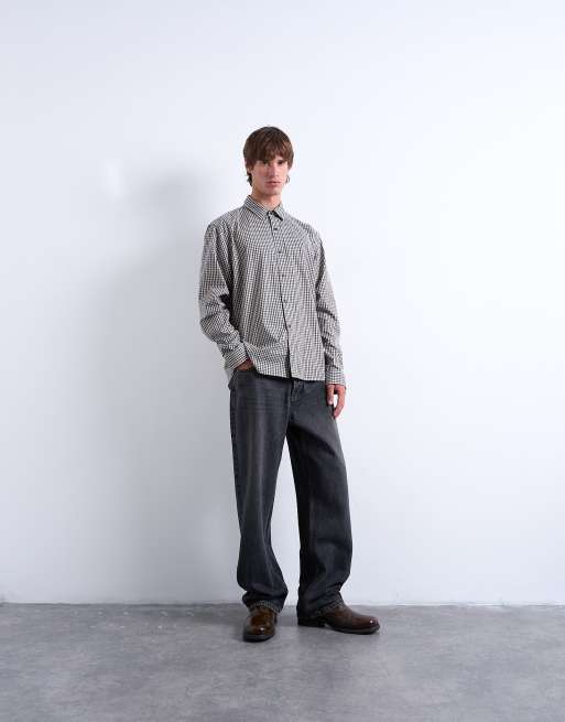 Topman - Camicia oversize blu a quadri, 2 di 5