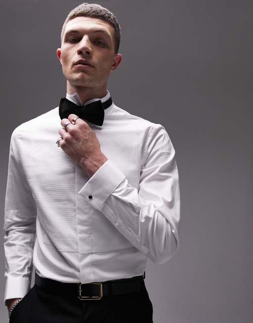 Topman - Camicia premium elegante a maniche corte con colletto diplomatico, colore bianco 