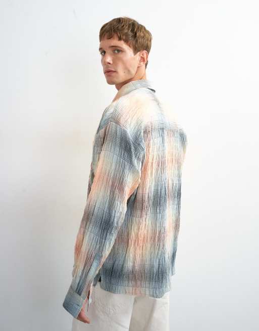 Topman - camisa oversize de cuadros arrugados en gris, 4 de 5