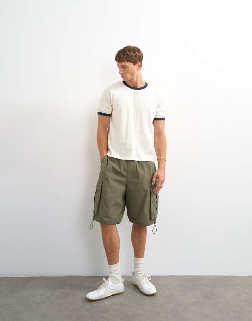 Topman - camiseta crop ringer de corte clásico en crudo, 3 de 5