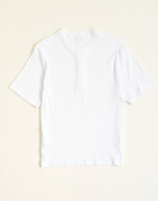 Topman - camiseta henley entallada de canalé en blanco, 6 de 7