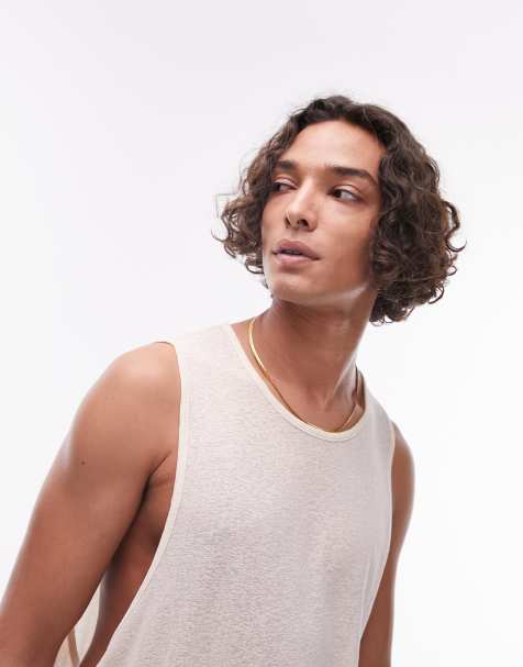 Topman - Canotta in crêpe drappeggiata color pietra - view 1