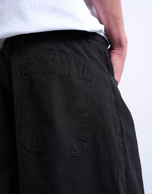 Topman canvas barrel leg pants in black, 5 of 5
