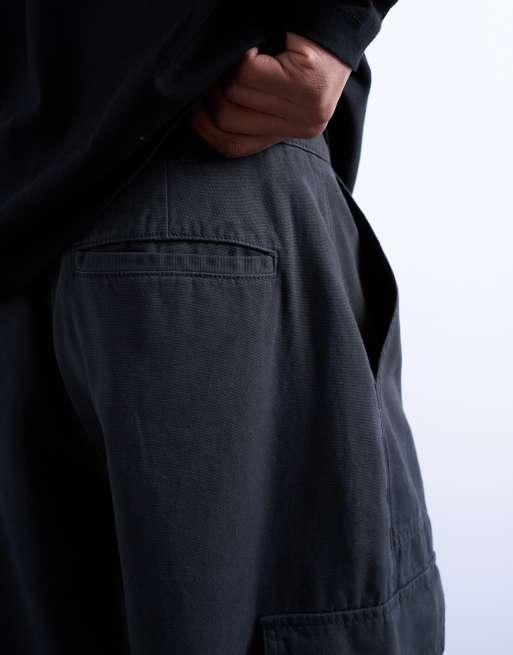 Topman - Canvas cargobroek met ballonpijpen in zwart met wassing, 4 van 5