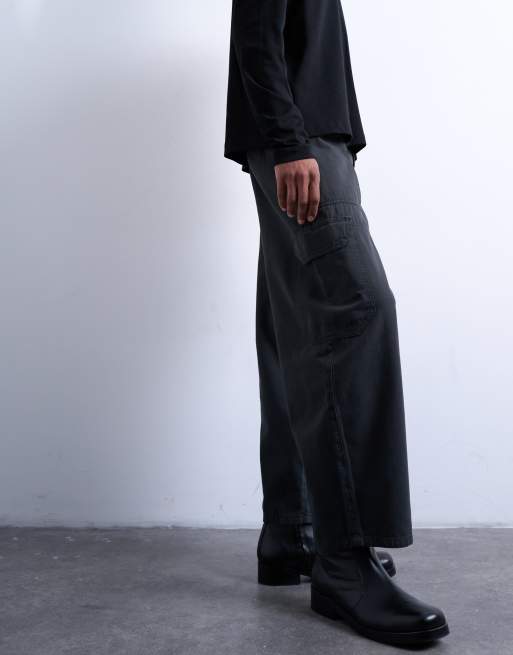 Topman – Canvas-Cargohose in verwaschenem Schwarz mit abgerundetem Beinschnitt, 3 von 5