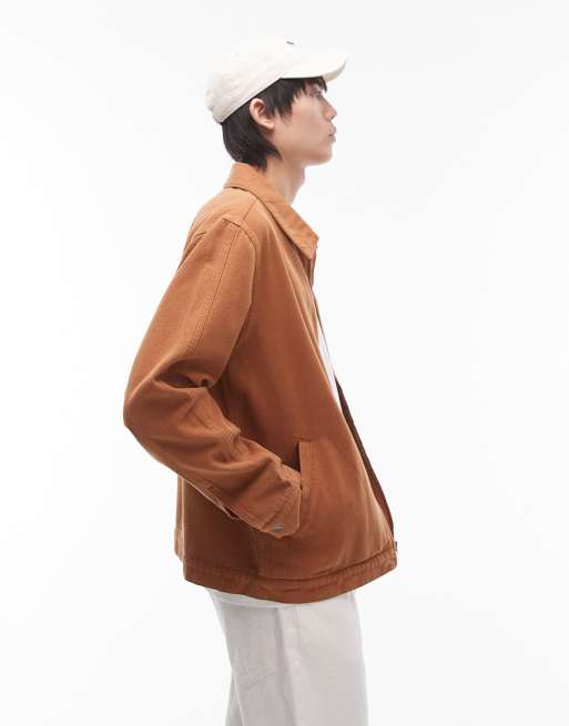 Topman - Canvas jack met wassing in bruin