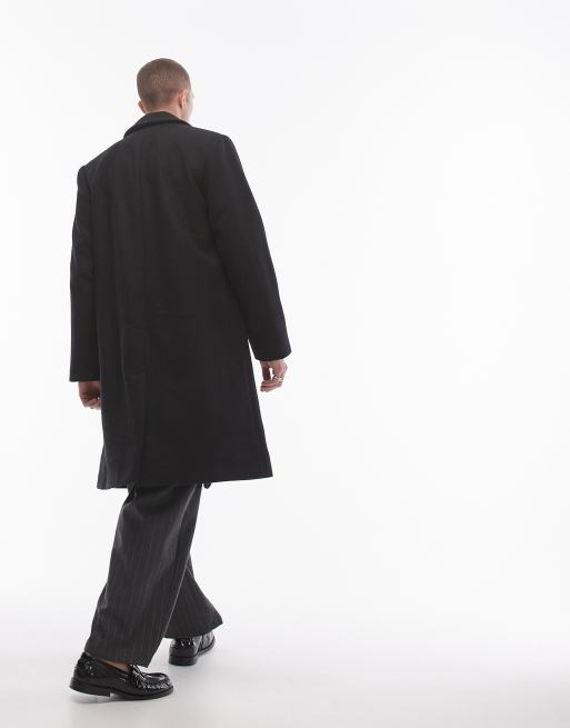 Topman - Cappotto comodo monopetto nero, 4 di 4