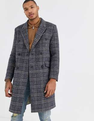 Topman - Cappotto grigio a quadri-Marrone