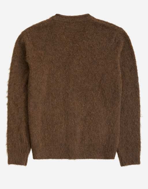 Topman - cárdigan de punto cepillado de corte clásico en marrón, 7 de 7