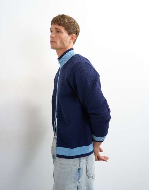 Topman - cárdigan de punto de corte estándar en azul, 5 de 5