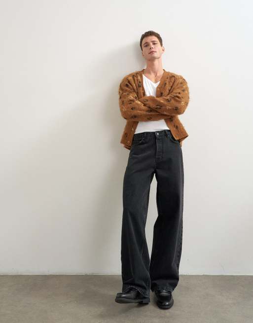 Topman cárdigan de punto holgado con estampado de leopardo en camel, 2 de 5